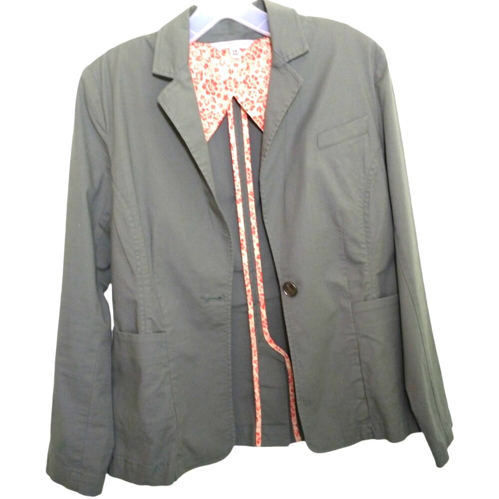 Cabi Blazer Women's Size XS Army Green One button 2 Pocket  Long Sleeve jacket